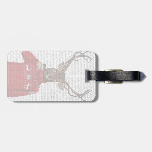 Rotwild in Ski-Strickjacke 2 Gepäckanhänger (Rückseite horizontal)