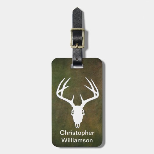 Rotwild-Jagd-Schädel mit den Geweihen Gepäckanhänger (Vorderseite vertikal)