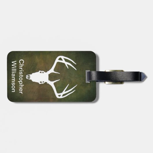 Rotwild-Jagd-Schädel mit den Geweihen Gepäckanhänger (Rückseite horizontal)