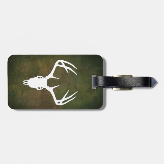 Rotwild-Jagd-Schädel mit den Geweihen Gepäckanhänger (Rückseite horizontal)