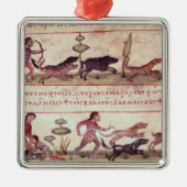 Rotwild-Jagd Silbernes Ornament (Vorne)