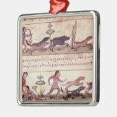 Rotwild-Jagd Silbernes Ornament (Links)