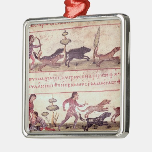 Rotwild-Jagd Silbernes Ornament (Links)