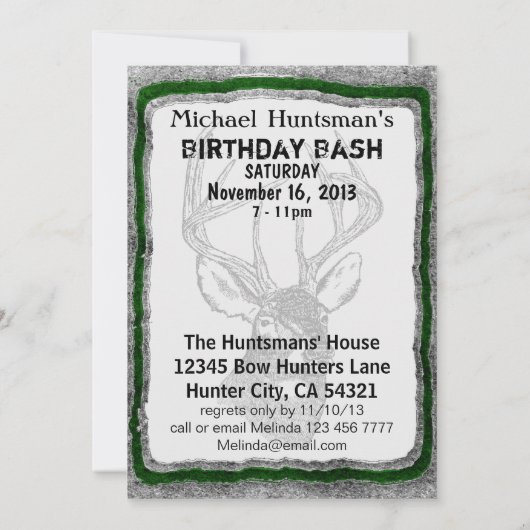 Rotwild-Jagdeinladungsschablone Einladung (Rückseite)