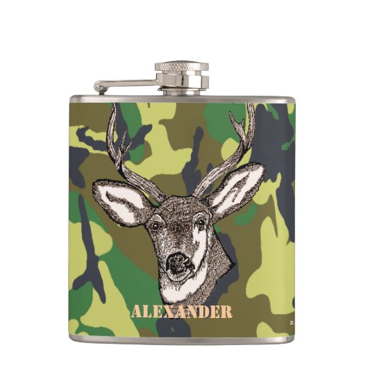 Rotwild-Jäger-Waldtarnungs-Dollar Flachmann (Vorderseite)