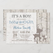 Rotwild-Jungen-Babyparty-Einladungs-rustikales Einladung (Vorne/Hinten)