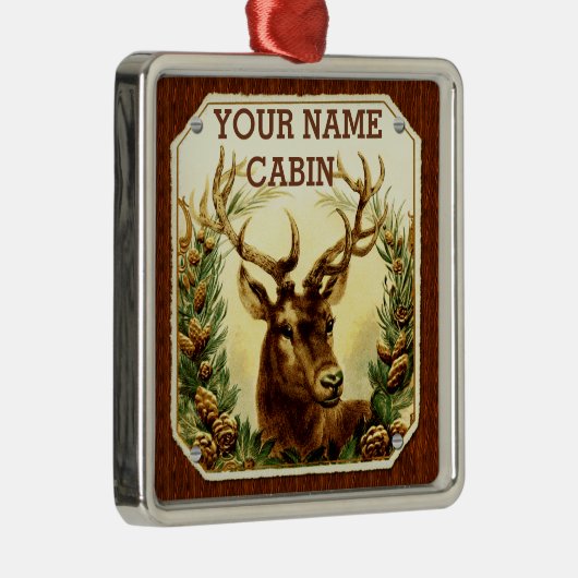 Rotwild-Kabine personalisiert mit hölzernem Korn Ornament Aus Metall (Rechts)
