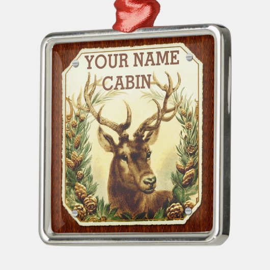 Rotwild-Kabine personalisiert mit hölzernem Korn Ornament Aus Metall (Links)