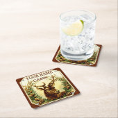 Rotwild-Kabine personalisiert mit hölzernem Korn Rechteckiger Pappuntersetzer (Vor Ort)