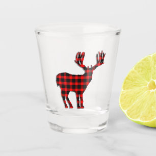 Rotwild-karierte Silhouette Schnapsglas