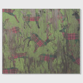 Rotwild-kariertes rustikales grünes geschenkpapier (Flach)