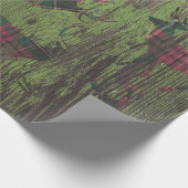 Rotwild-kariertes rustikales grünes geschenkpapier (Ecke)