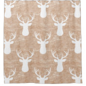 Rotwild-Kopf auf Barken-Muster Duschvorhang (Vorderseite)