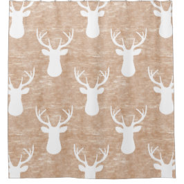 Rotwild-Kopf auf Barken-Muster Duschvorhang