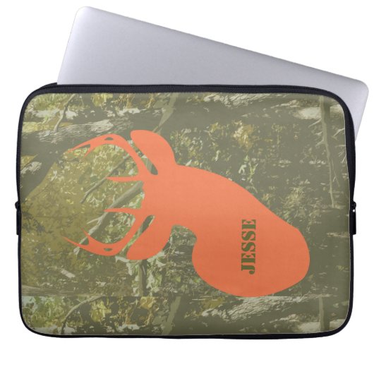 Rotwild-Kopf u. Tarnungs-Elektronik-Tasche Laptopschutzhülle (Vorderseite)