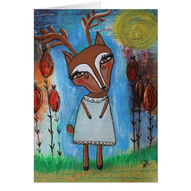 Rotwild-Mädchen-leere Karte (Vorne)