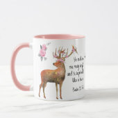 Rotwild mit Blumen-Kronen-Psalm-18:33 Tasse (Links)