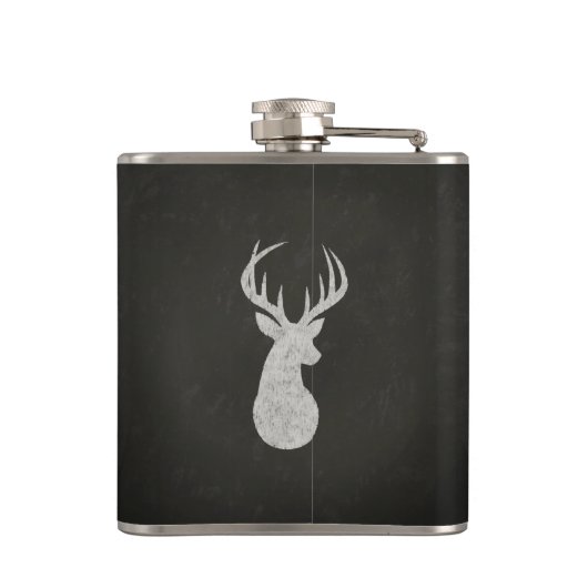 Rotwild mit dem Geweih-Kreide-Zeichnen Flachmann (Rückseite)