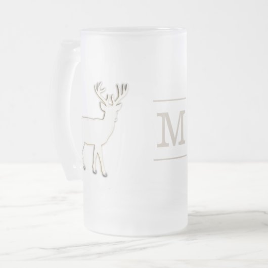 Rotwild mit Monogramm-Glas Stein Mattglas Bierglas (Vorderseite Links)