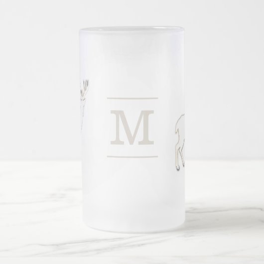 Rotwild mit Monogramm-Glas Stein Mattglas Bierglas (Mittel)