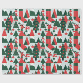 Rotwild, niedlicher Weihnachtsbaum Geschenkpapier (Flach)