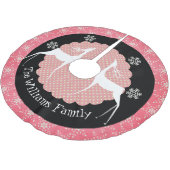 Rotwild, Punkte und Schneeflocke-personalisierter Polyester Weihnachtsbaumdecke (Schrägansicht)