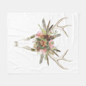 Rotwild-Schädel u. Blumen Fleecedecke (Vorderseite (Horizontal))