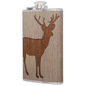 Rotwild-Silhouette graviert auf hölzernem Entwurf Flachmann (Links)