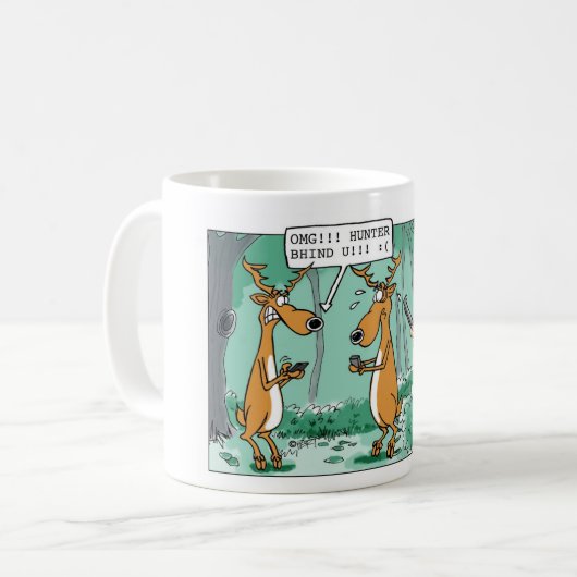 Rotwild simsen Jagd-Cartoon-Tasse Kaffeetasse (Vorderseite Links)
