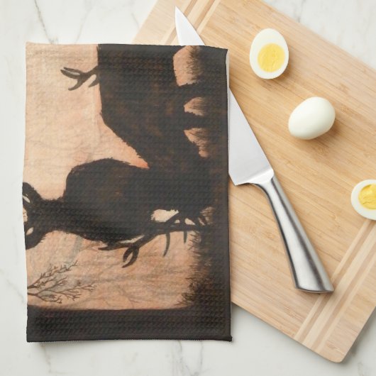 Rotwild-Szenen-Geschirrtuch Geschirrtuch (Viertel Falte)