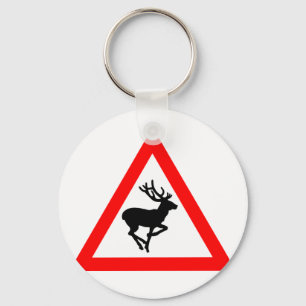 Rotwild-Überfahrt-Zeichen für Jäger Schlüsselanhänger
