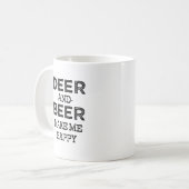 Rotwild und Bier stellen mich glückliche lustige Kaffeetasse (Vorderseite Links)