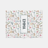 Rotwild und Blumen personailzed Babydecke Fleecedecke (Vorderseite (Horizontal))