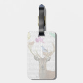 Rotwild-und Vogel-Nest-Pastellfarben Gepäckanhänger (Rückseite vertikal)