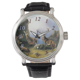 Rotwildfamilienuhr-Geschenkmalerei Armbanduhr