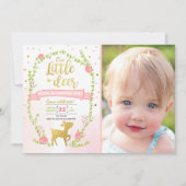 Rotwildgeburtstag laden Mädchen-rosa GoldwaldParty Einladung (Vorderseite)