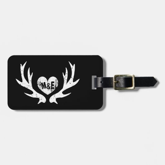 Rotwildgeweih-Reise-Gepäckanhänger des rustikalen Gepäckanhänger (Vorderseite horizontal)