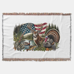 Rotwildjagd Entenfischen USA-Flagge Decke