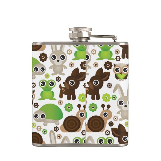 Rotwildschildkrötehäschen-Tiertapete Flachmann (Rückseite)