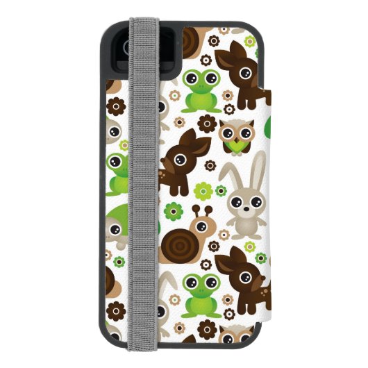 Rotwildschildkrötehäschen-Tiertapete Incipio iPhone Geldbeutel-Hülle (Folio Rückseite)