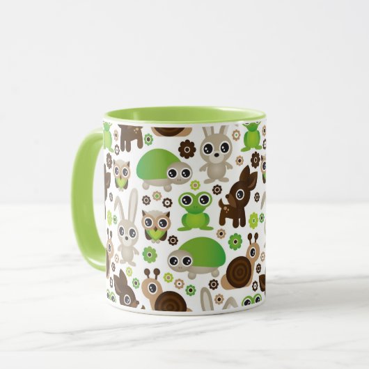 Rotwildschildkrötehäschen-Tiertapete Tasse (Vorderseite Links)