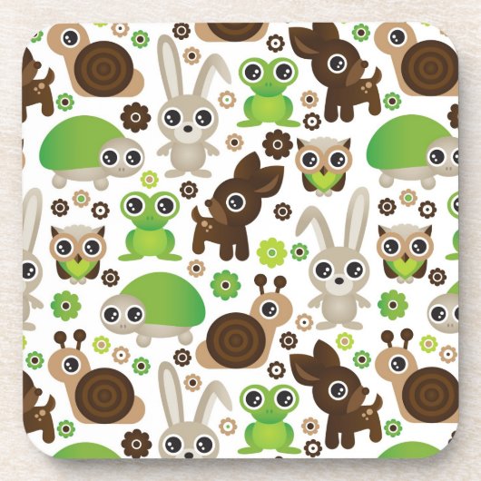 Rotwildschildkrötehäschen-Tiertapete Untersetzer (Vorderseite)