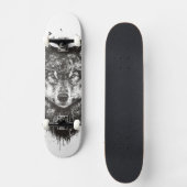 Rotwildwolf (Schwarzweiss) Skateboard (Vorderseite)