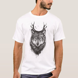 Rotwildwolf (Schwarzweiss) T-Shirt