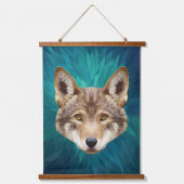Rotwolf Low-Poly Moderne Abstrakte Tierkunst Wandteppich Mit Holzrahmen (Vorderseite)