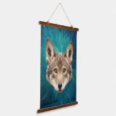 Rotwolf Low-Poly Moderne Abstrakte Tierkunst Wandteppich Mit Holzrahmen (Gewinkelt)