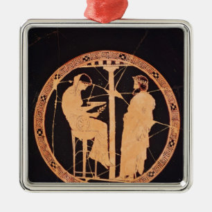 Rotzahl von Athen kylix, das Aegeus darstellt Silbernes Ornament
