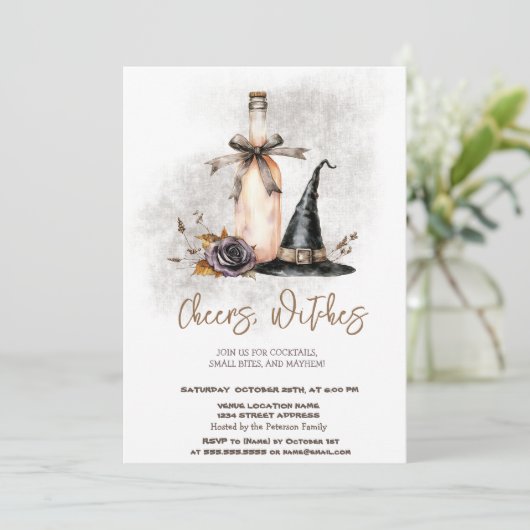 Rotzhut Wein Blume Halloween-Party Einladung (Stehend Vorderseite)