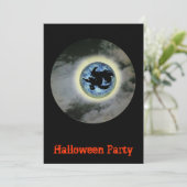 Rotzstock Blauer Mond Halloween Einladung (Stehend Vorderseite)