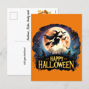 Rotzunge auf Broom fliegen - glückliches Halloween Feiertagspostkarte